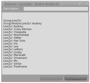 Texture Notecard 02 Listing Texture Names
